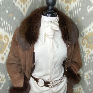 Ralph Lauren Made in Italy Alligator & Silver Tone Link O-Ring Tri-Strap Belt